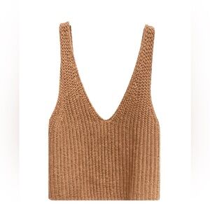 Stylish Tan Knit Crop Top